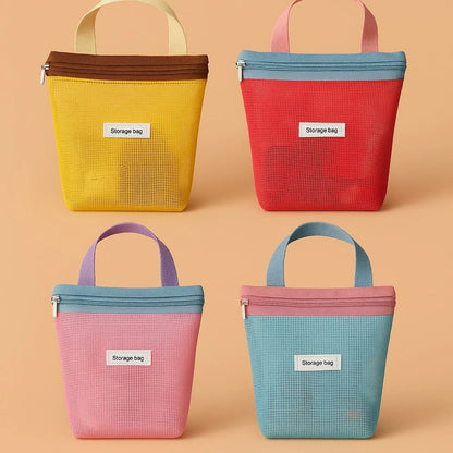 Colorful Mesh Storage Tote Bags – Reusable Portable Organizer Bags for Travel & Daily Use
