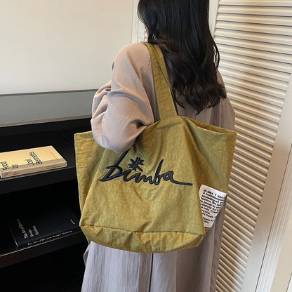 Large Capaci Canvas Tote Bag Women's 2026 New High-End Embroidered Casual op Bag Mom Sle Commuter Bag