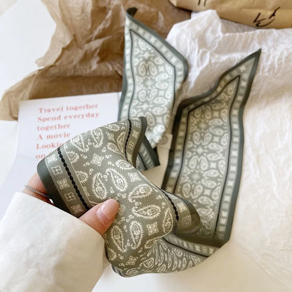 Vintage Paisley Hair Scarf for Women – Satin Headband Neck Tie Ribbon