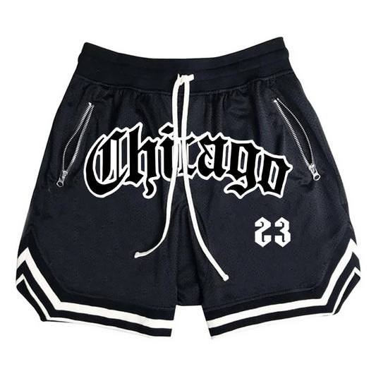 Men’s Chicago Basketball Shorts – Retro Athletic Mesh Shorts Casual Streetwear Sports Shorts for Men