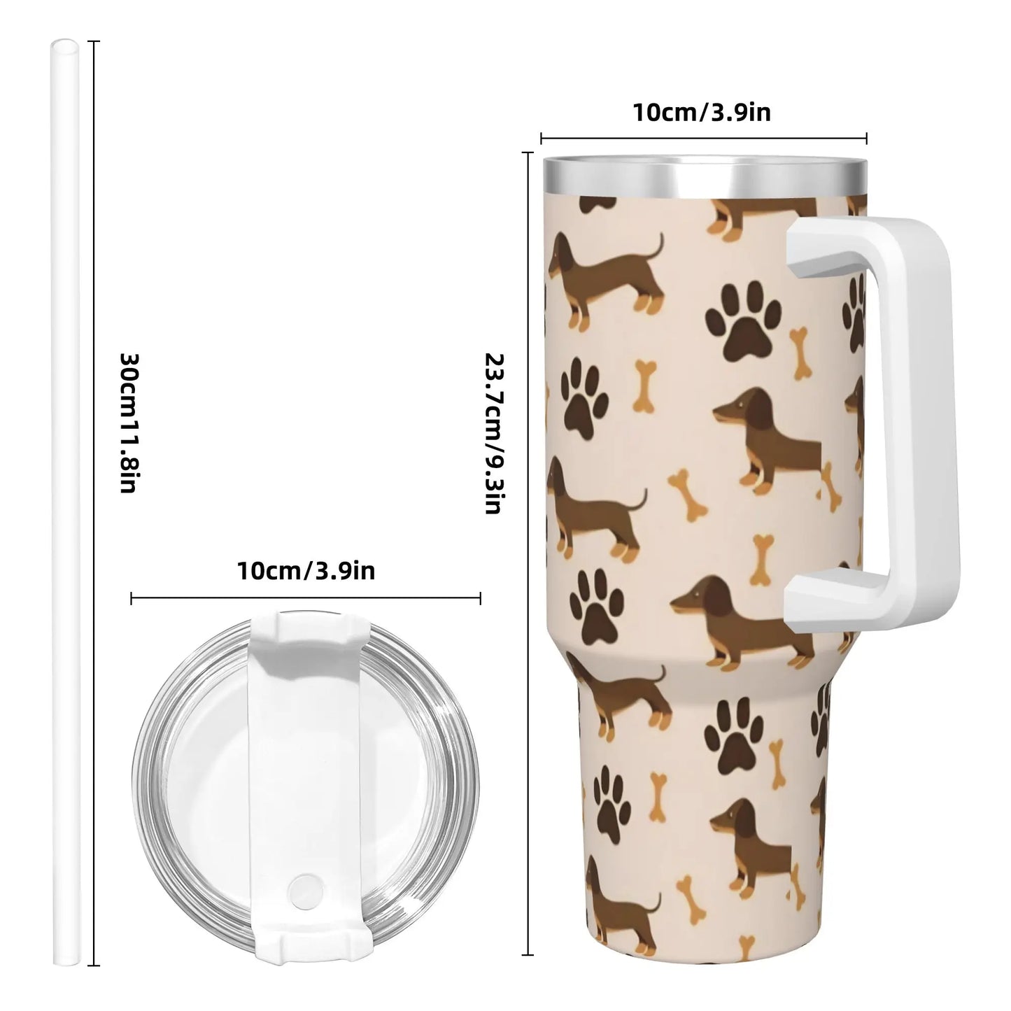 Dachshund Love 40oz Stainless Steel Tumbler with Straw Insulated Mug