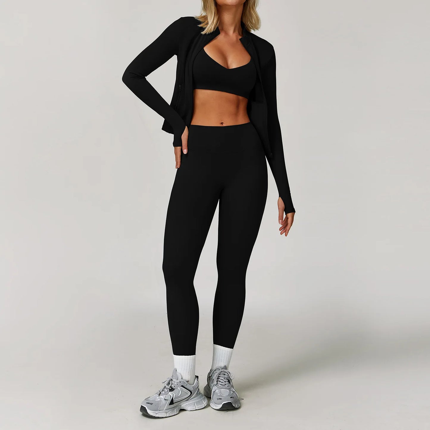 Women's Tracksuits 2 Pieces Sports Set Women Tracksuit Running Workout Sport Suit Gym Sportswear Long Sleeve Bra Clothing