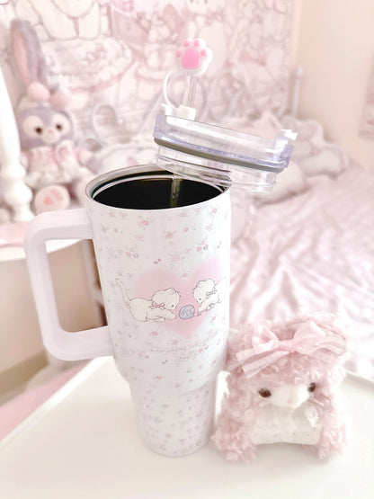 Cute Cat Stainless Steel Tumbler 40oz Insulated Water Bottle Travel Mug