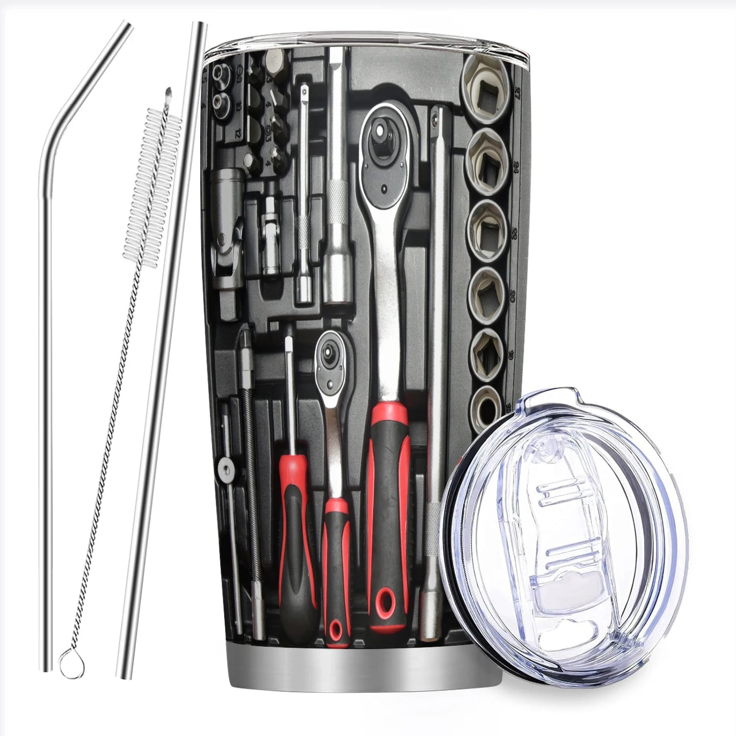 Funny Mechanic Tumbler 20oz – Vintage Motor Oil, Tool Kit & WD-40 Style Stainless Steel Travel Mug for Car Guys & Garage Lovers