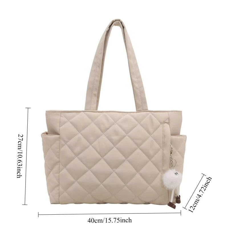 Quilted Puffer Tote Bag – Large Capacity Lightweight Shoulder Handbag for Women