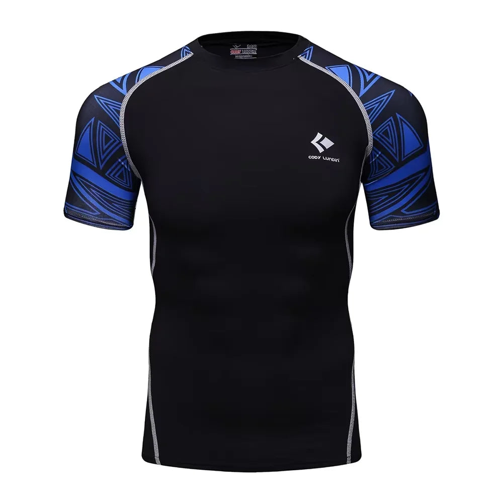 BJJ Rash Guard Men Short Sleeve MMA Compression Shirt No Gi Training Top