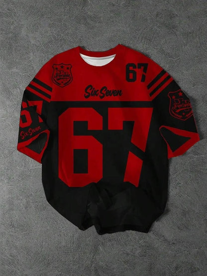 Six Seven New York Leopard Print Jersey T-Shirt Women Retro Streetwear Oversized Casual Graphic Tee