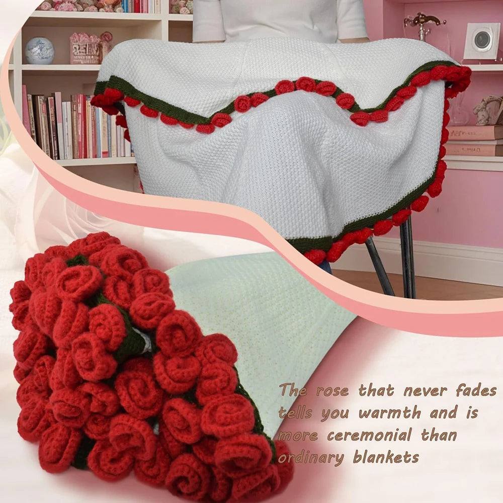 Handmade Crochet Rose Blanket Bouquet | Unique Birthday Gift for Her