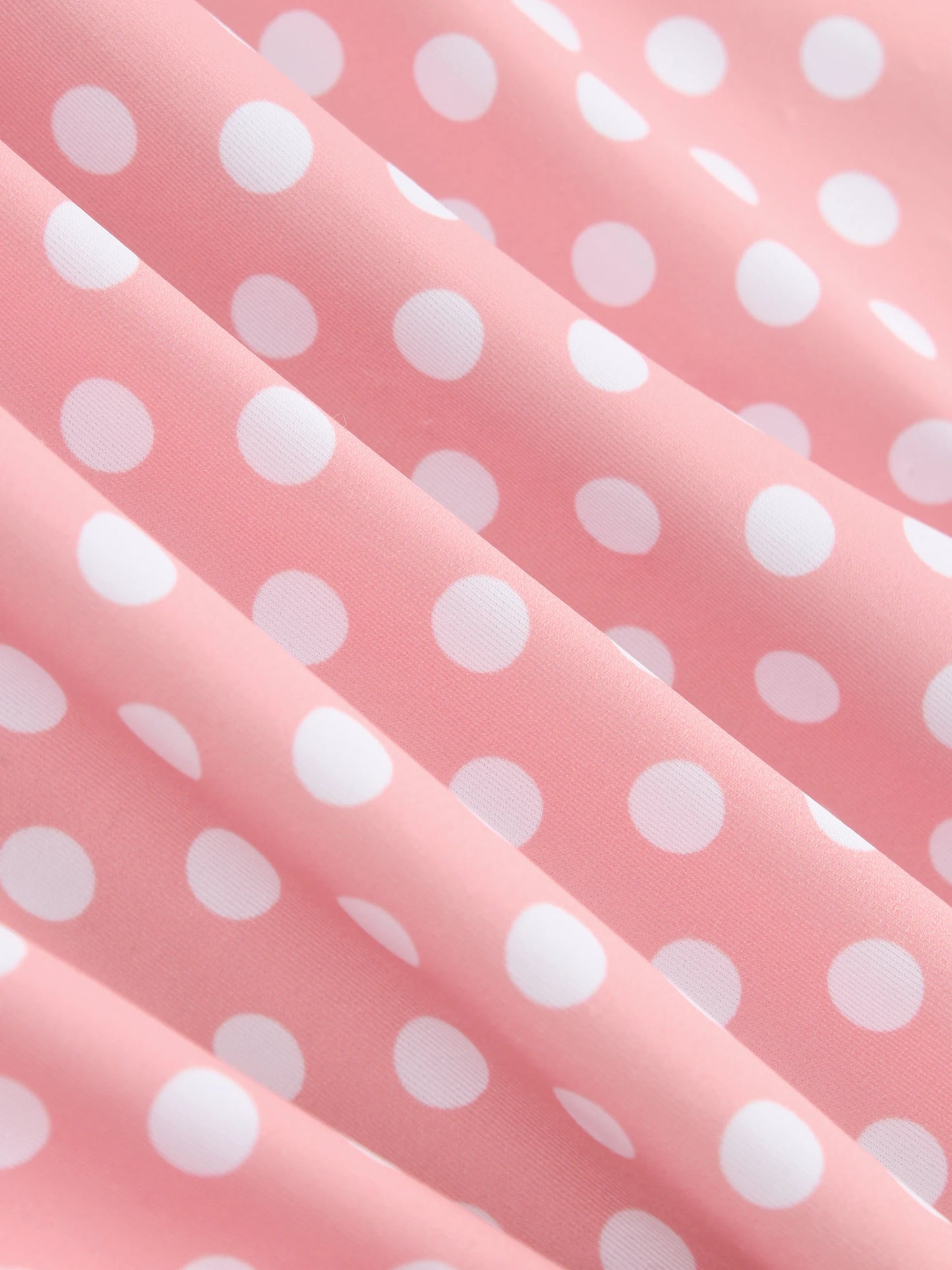 Pink Polka Dot High Cut Bikini Set Women Retro Ruched Swimwear Beach Outfit