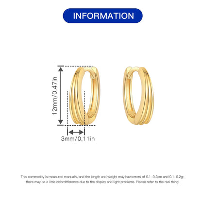 925 Sterling Silver Hoop Earrings – Minimalist Layered Huggie Earrings for Women