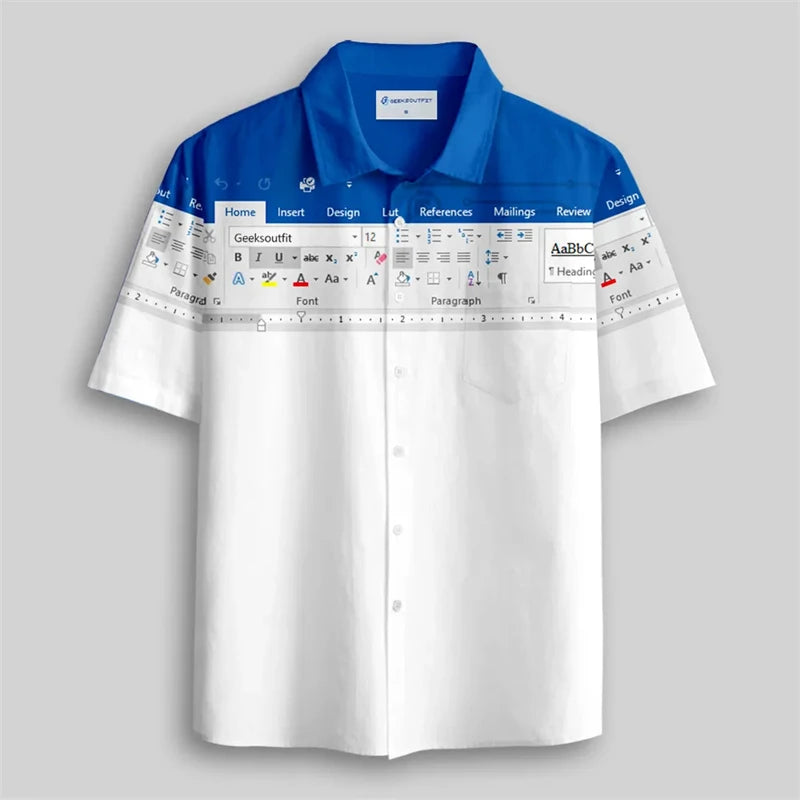 Funny Excel Spreadsheet Hawaiian Shirt 3D Print Y2K Vacation Button Up Shirt