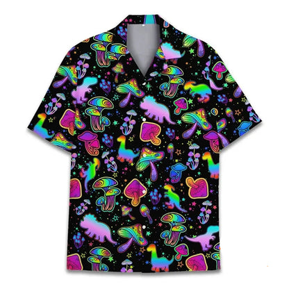 Psychedelic Mushroom Hawaiian Shirt 3D Print Harajuku Summer Button Up