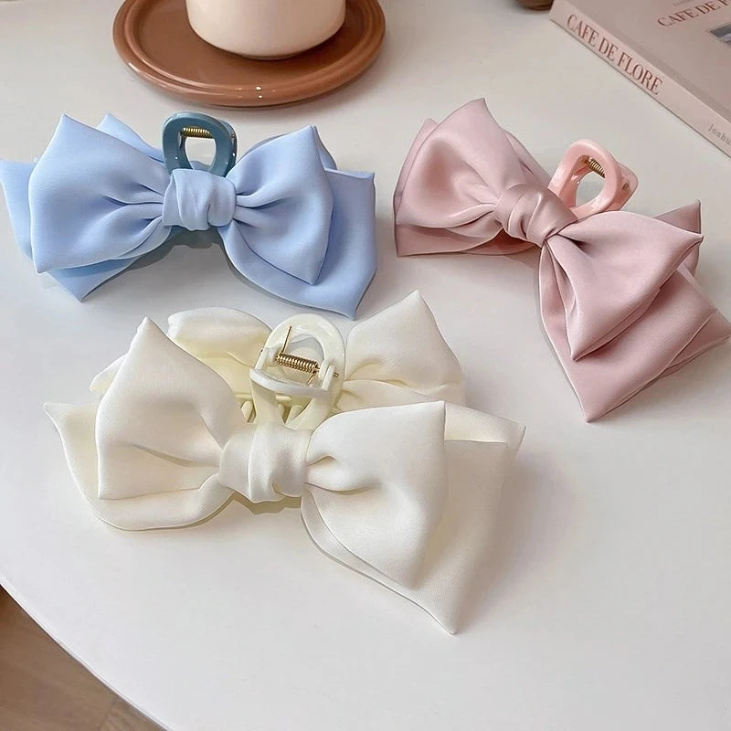 Satin Bow Hair Clip Set – Cute Coquette Ribbon Barrettes for Women & Girls