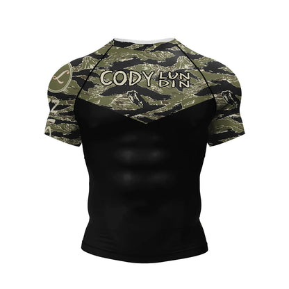 Pink BJJ Rash Guard Men Short Sleeve Jiu Jitsu Compression Training Shirt