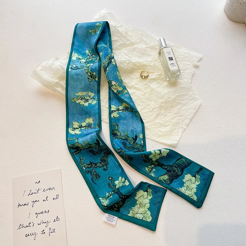 Vintage Paisley Hair Scarf for Women – Satin Headband Neck Tie Ribbon