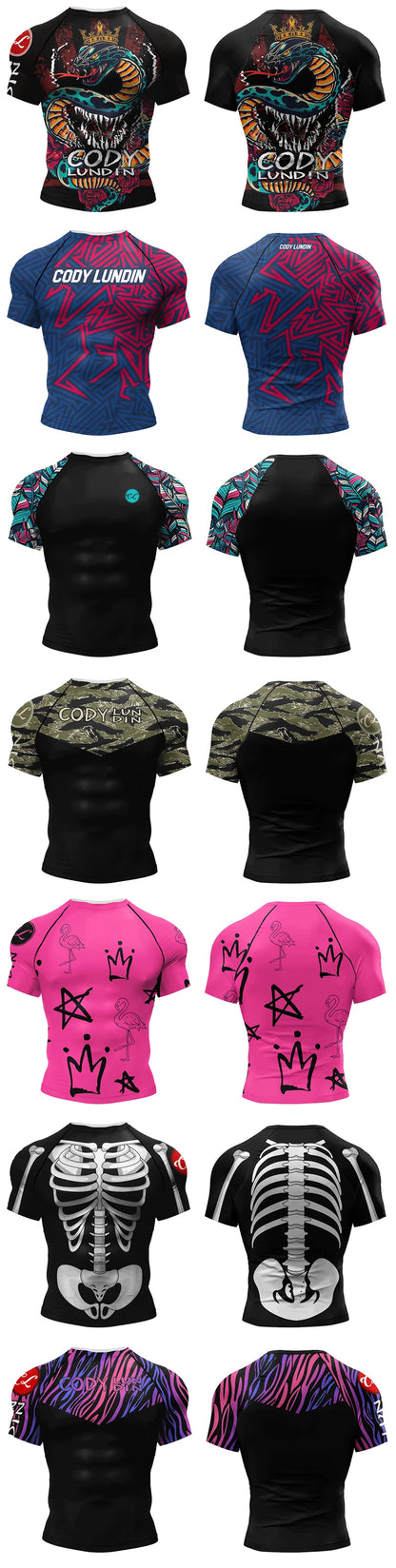 Pink BJJ Rash Guard Men Short Sleeve Jiu Jitsu Compression Training Shirt