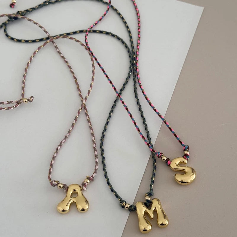 Personalized Bubble Initial Necklace – Gold Letter Pendant Necklace for Women Trendy Jewelry