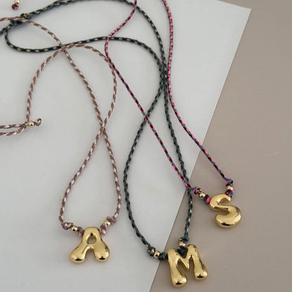 Personalized Bubble Initial Necklace – Gold Letter Pendant Necklace for Women Trendy Jewelry