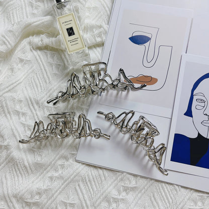 Abstract Metal Hair Claw Clip – Artistic Silver Statement Jaw Clip for Women