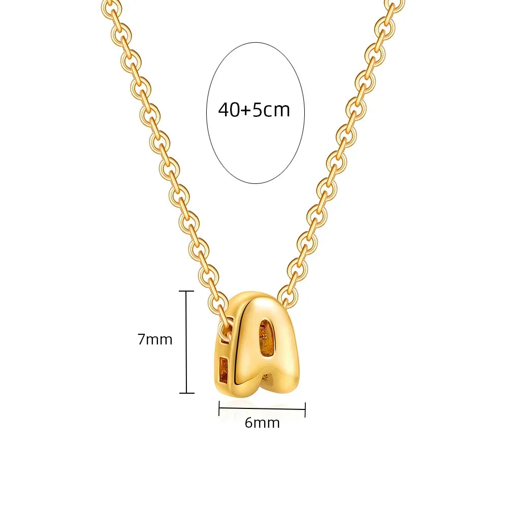Personalized Bubble Initial Necklace – Gold Letter Pendant Necklace for Women Trendy Jewelry