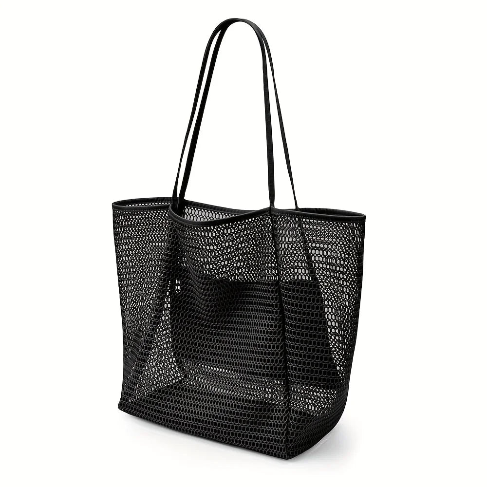 Large Mesh Beach Tote Bag – Waterproof Summer Shoulder Bag for Women