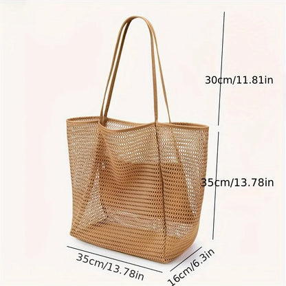 Large Mesh Beach Tote Bag – Waterproof Summer Shoulder Bag for Women