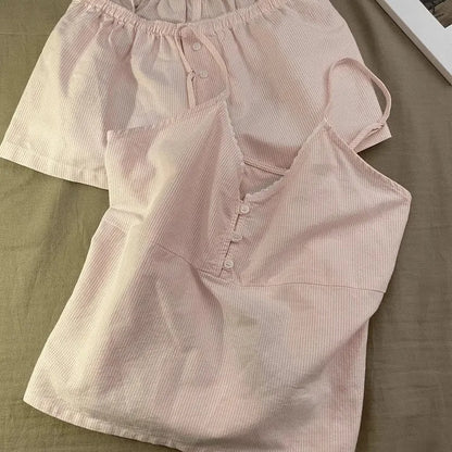 Women’s Soft Ribbed Lounge Set – Cami Top & Shorts Pajama Set