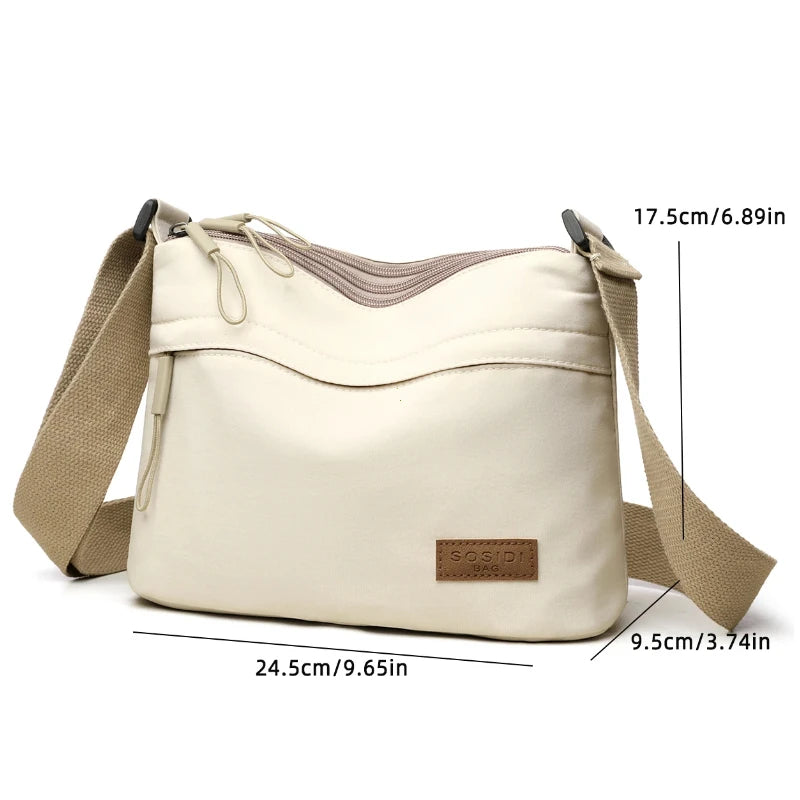 Minimalist Crossbody Shoulder Bag – Lightweight Casual Nylon Messenger Bag for Women