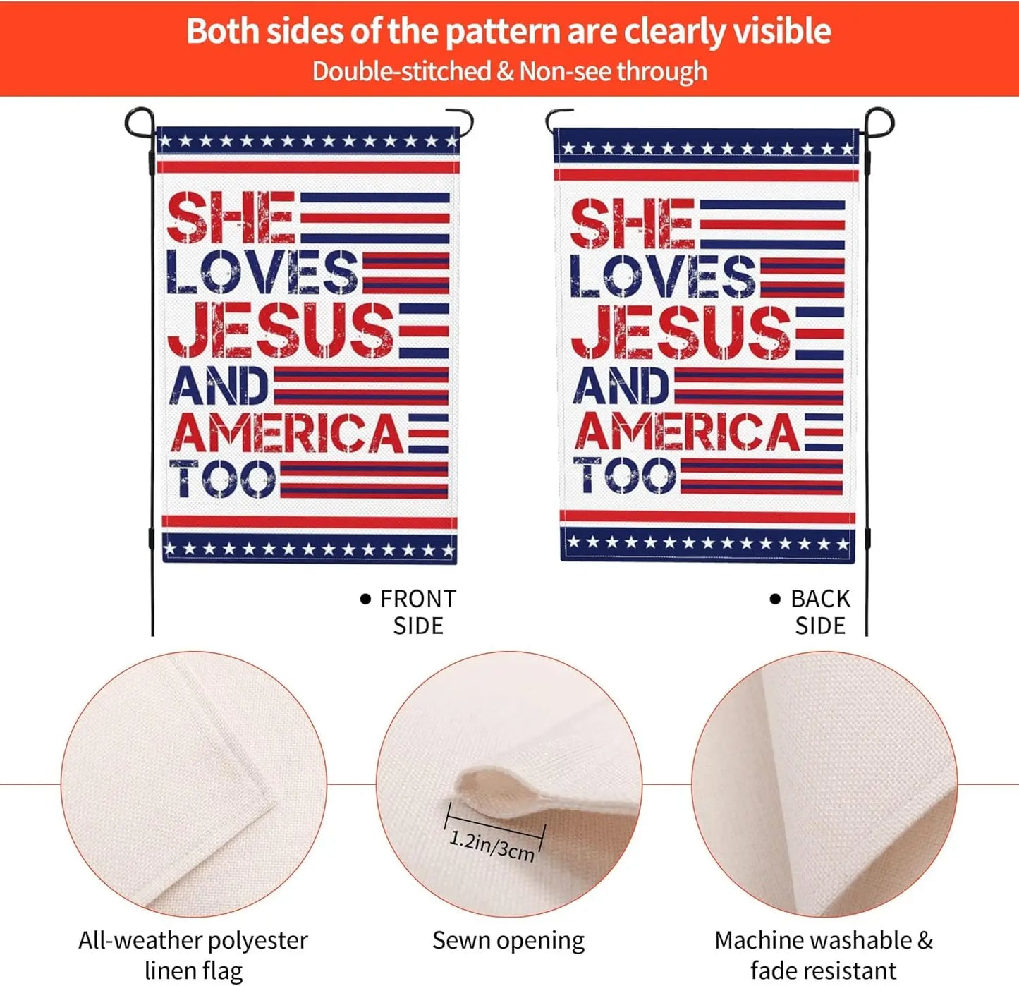4th of July Memorial Day Independence Day Flag 12x18 Christian Jesus Faith American Patriotic Garden Flags f