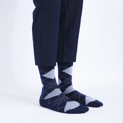 5 Pairs Men’s Dress Crew Socks Set – Classic Patterned Business Casual Socks