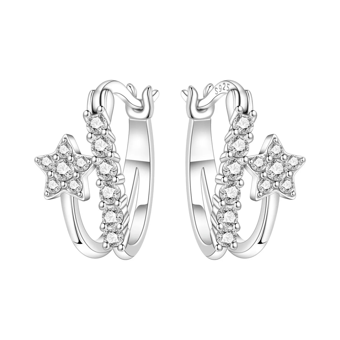 925 Sterling Silver Hoop Earrings – Minimalist Layered Huggie Earrings for Women