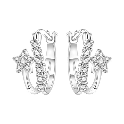 925 Sterling Silver Hoop Earrings – Minimalist Layered Huggie Earrings for Women