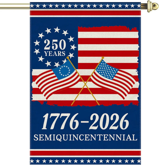 250th Anniversary America Garden Flag, 1776-2026 USA 250 Years Banner 4th of July Patriotic