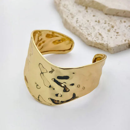 Gold Irregular Statement Cuff Bracelet – Bold Metal Bangle