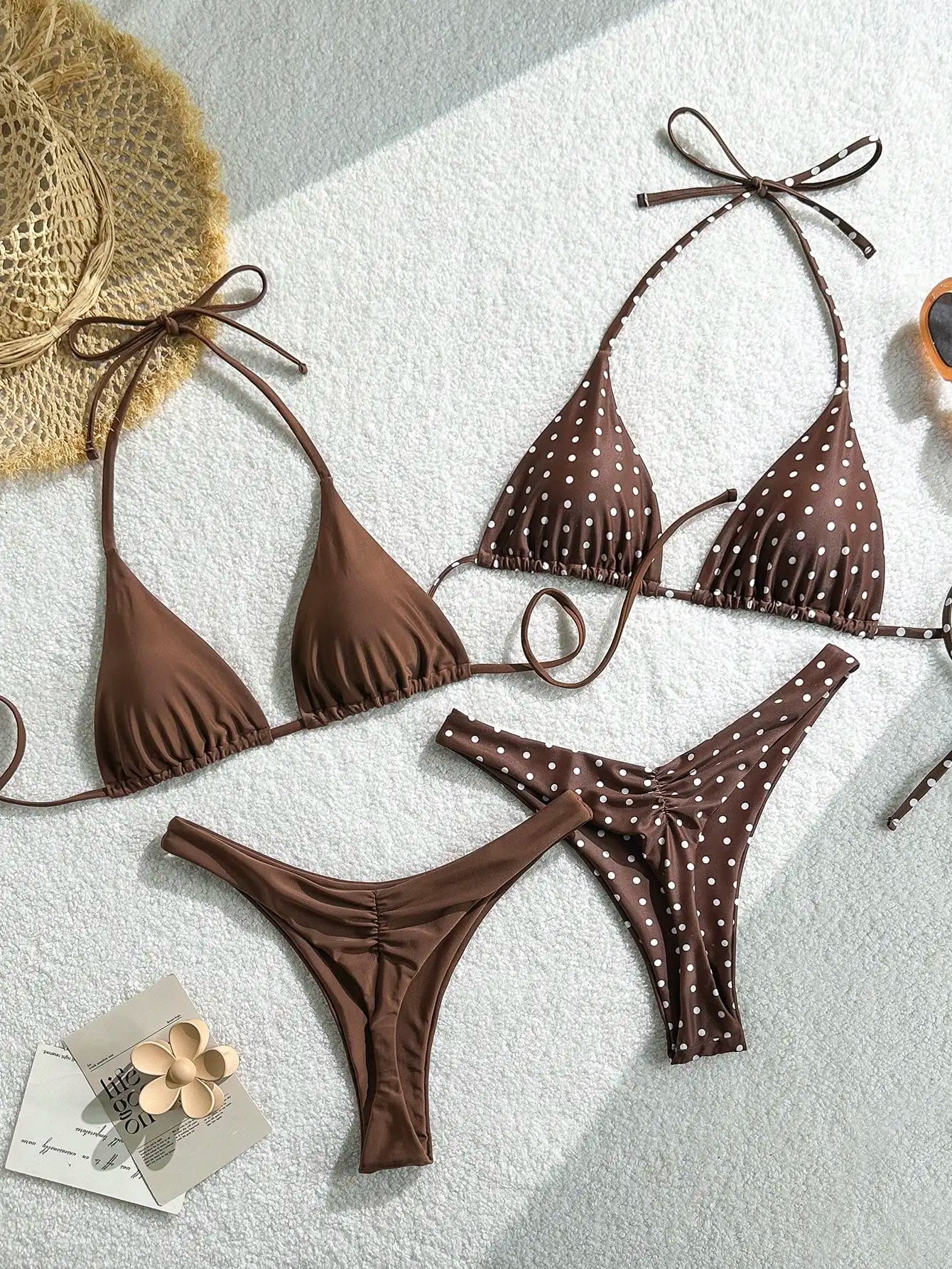 Retro Polka Dot Triangle Bikini Set Women Vintage Two Piece Swimsuit Summer Beachwear