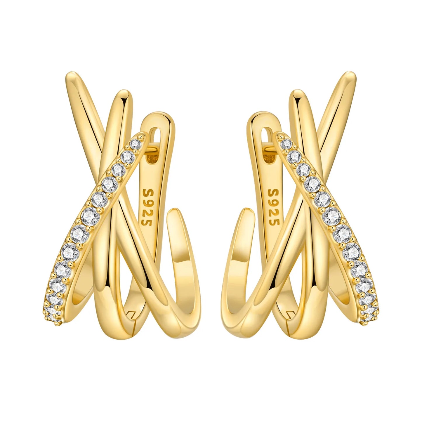 925 Sterling Silver Hoop Earrings – Minimalist Layered Huggie Earrings for Women