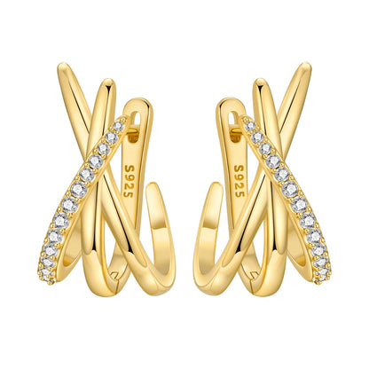 925 Sterling Silver Hoop Earrings – Minimalist Layered Huggie Earrings for Women