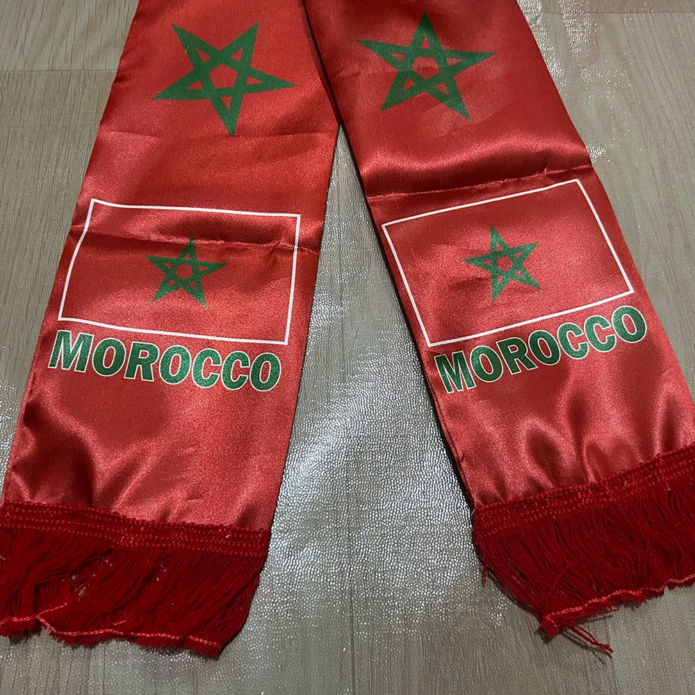 Morocco Flag World Cup 2026 Scarf | Double-Sided Satin Sports Fan Scarf