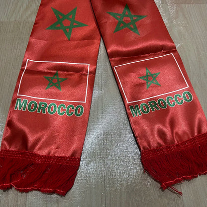 Morocco Flag World Cup 2026 Scarf | Double-Sided Satin Sports Fan Scarf