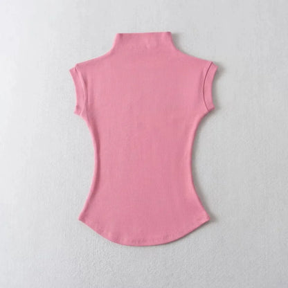 Women’s Sleeveless Turtleneck Top – Slim Fit Solid Basic Tee