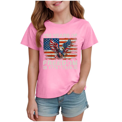 Kids Girls 250 Years of Freedom Graphic T-Shirt