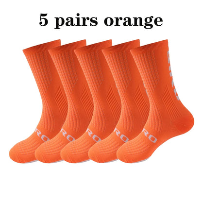 5 Pairs Compression Sports Crew Socks – Breathable Athletic Running & Training Socks