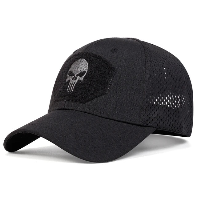 Skull Tactical Trucker Hat – Breathable Mesh Military Baseball Cap