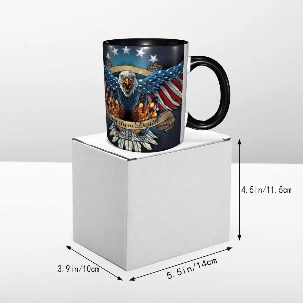 US Flag Wings Eagle Coffee Mug DIY Custom American Flag Ceramic Tea Milk Mug Cup