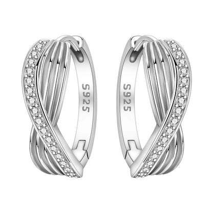 925 Sterling Silver Hoop Earrings – Minimalist Layered Huggie Earrings for Women
