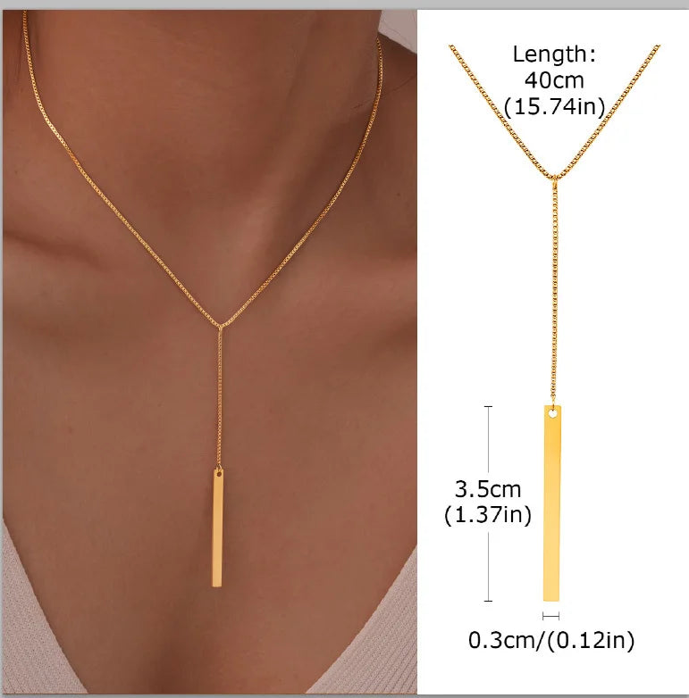 Gold Layered Y Necklace – Minimalist Dainty Lariat Necklace for Women Elegant Jewelry