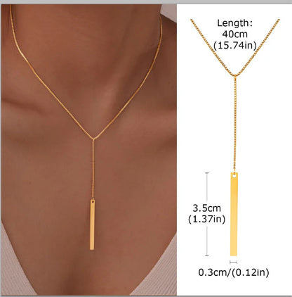 Gold Layered Y Necklace – Minimalist Dainty Lariat Necklace for Women Elegant Jewelry