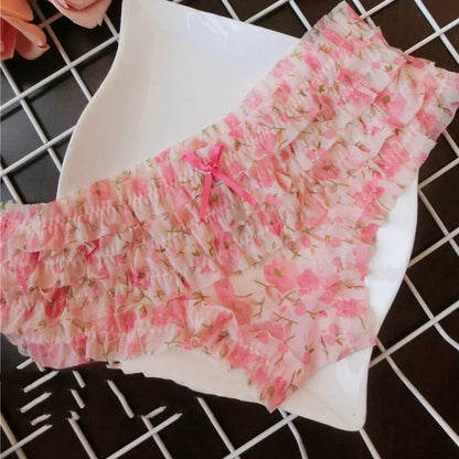 Cute Ruffle Lace Panties – Floral Mesh Low Waist Breathable Women Underwear