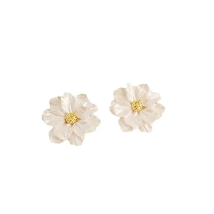 Blue Flower Stud Earrings – Elegant Floral Crystal Earrings for Women Vintage Jewelry