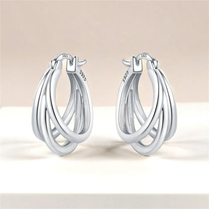925 Sterling Silver Hoop Earrings – Minimalist Layered Huggie Earrings for Women